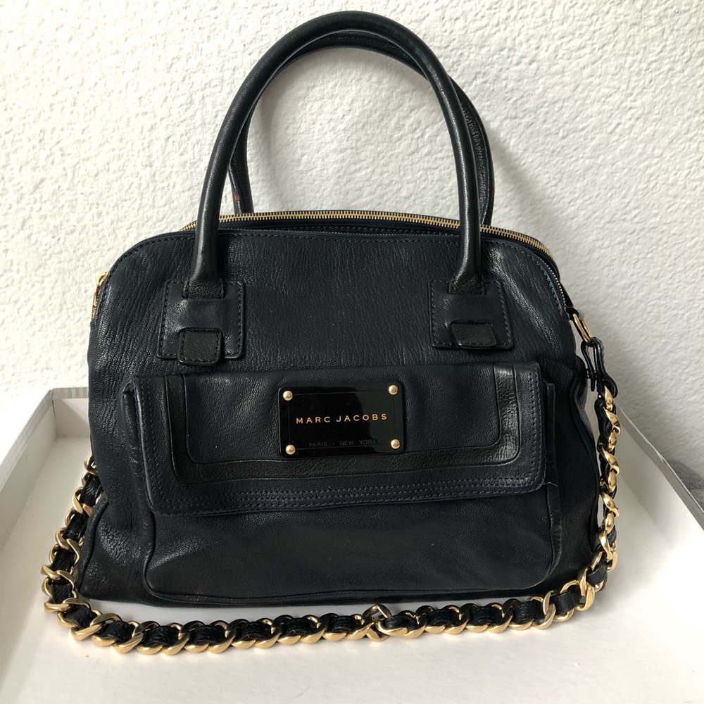MARC JACOBS Black Leather triple compartment Bag
